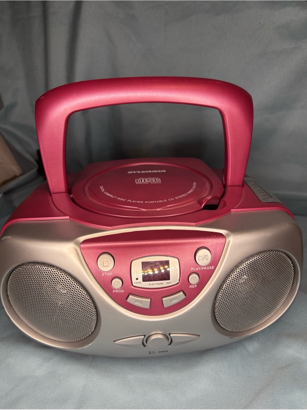 Pink Portable CD Boombox with Handle
